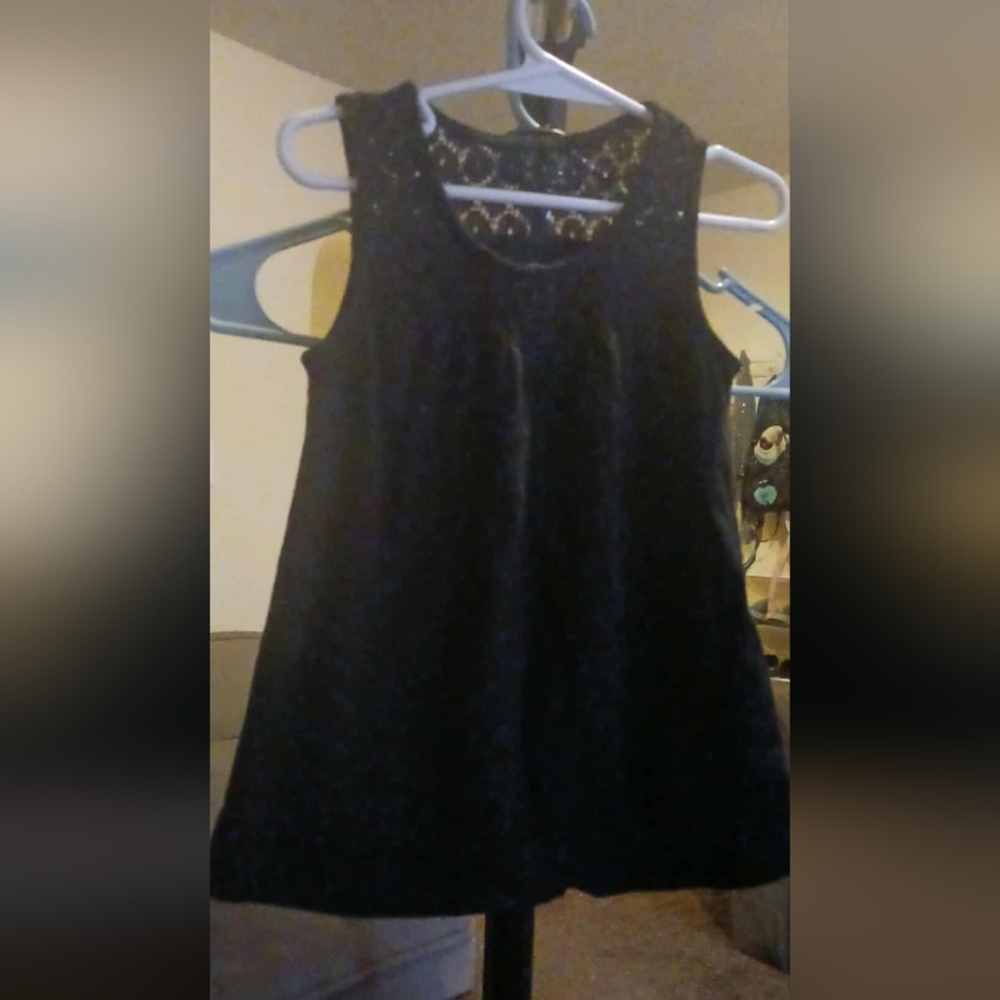 Faded Glory Girls Black Lace Knit Tank Top XS(4/5)   A-30